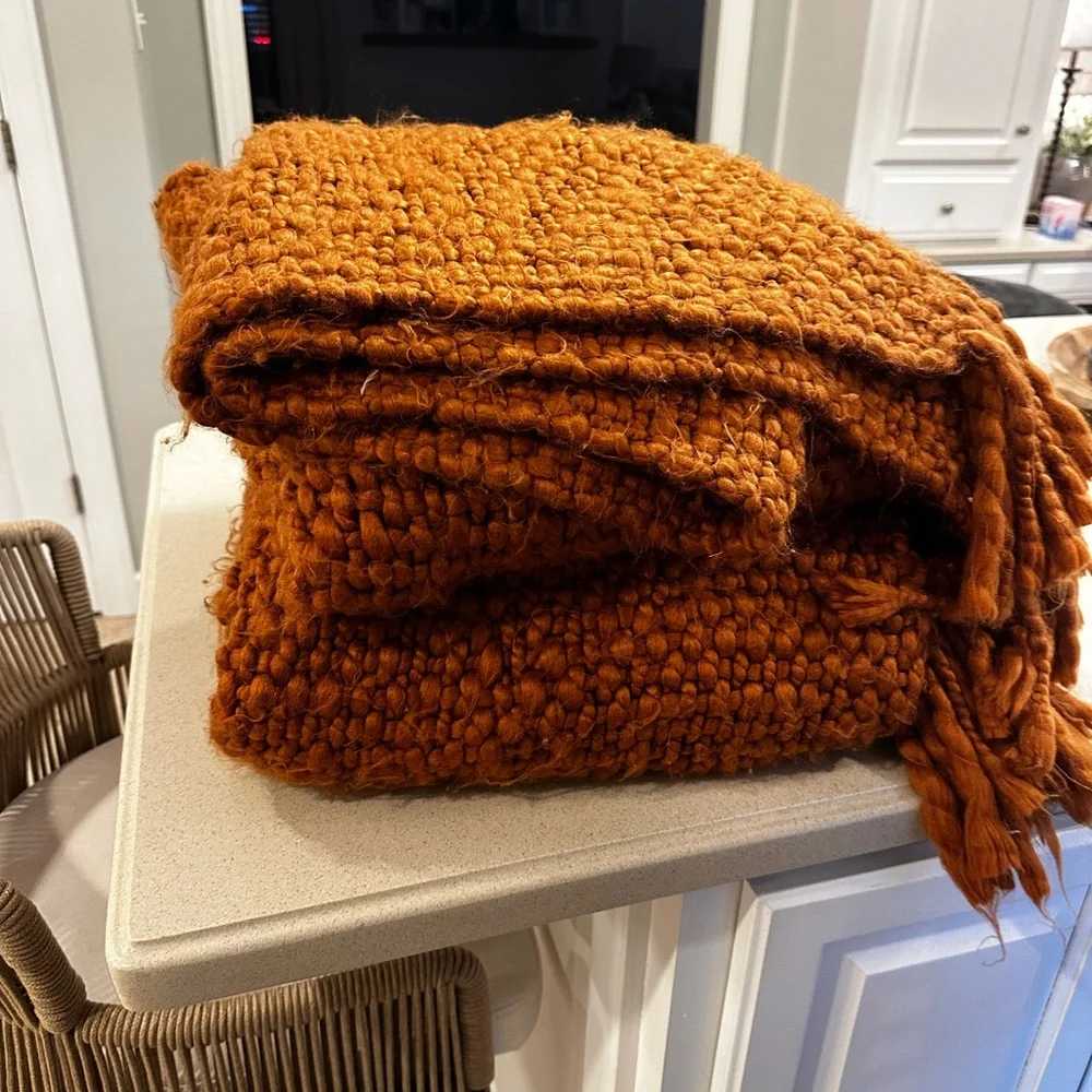 West Elm Terracotta Knit Throw Blanket